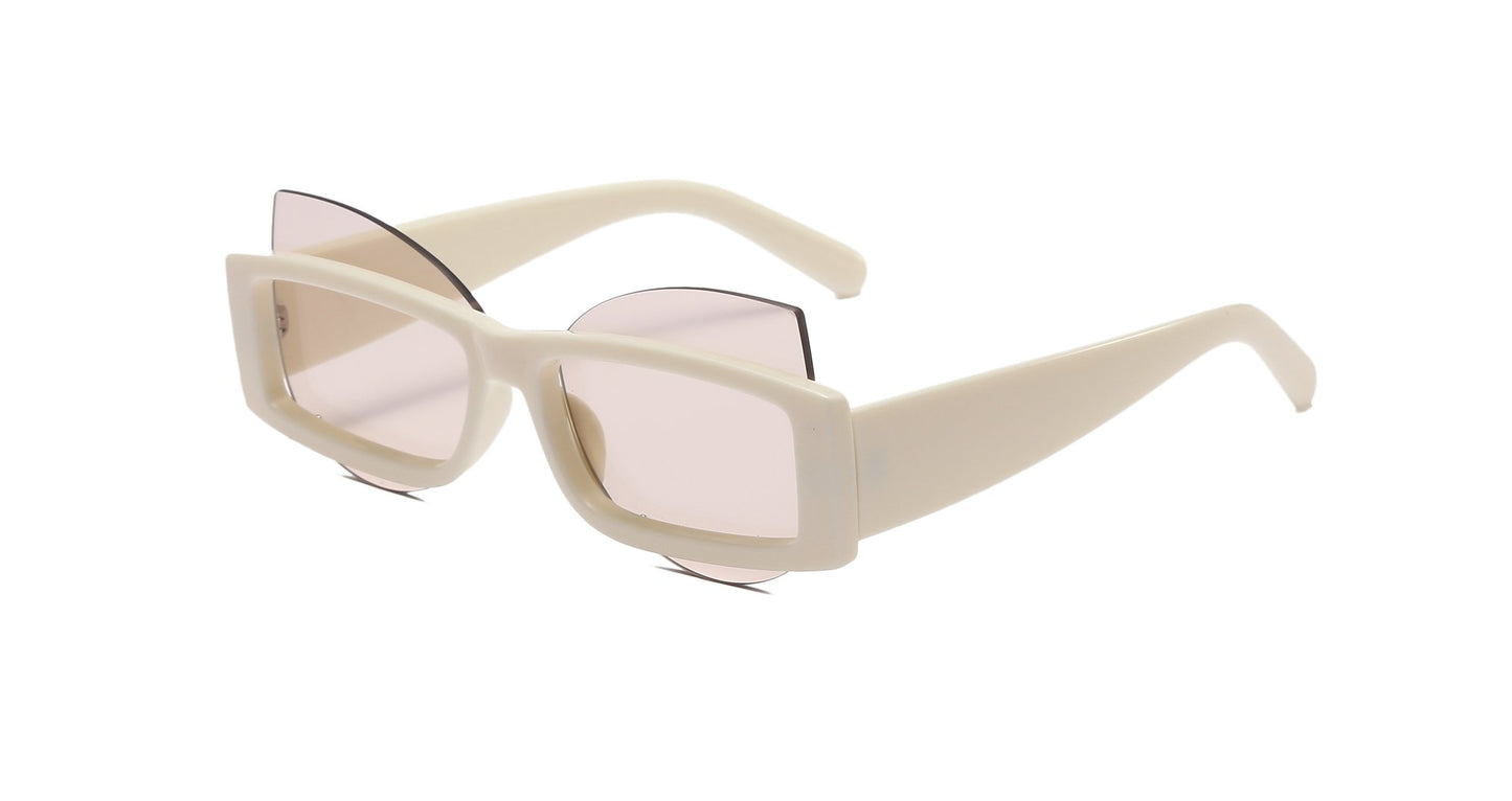 FUTURISTIC FASHION RECTANGULAR CAT EYE GEOMETRIC SUNGLASSES