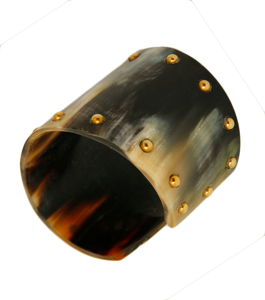 Multi Color Buffalo Horn Cuff with Studs