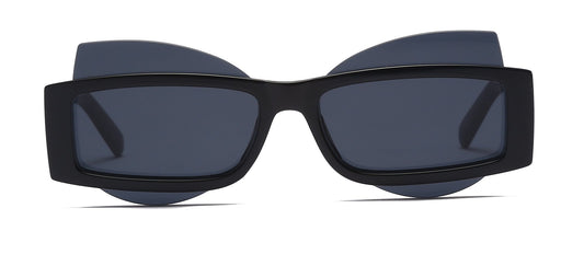 FUTURISTIC FASHION RECTANGULAR CAT EYE GEOMETRIC SUNGLASSES