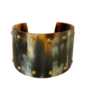 Multi Color Buffalo Horn Cuff with Studs